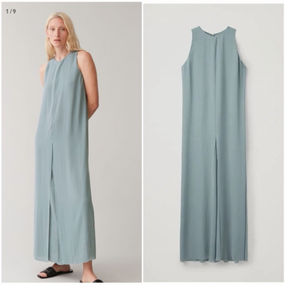 COS Blue Minimalistic Maxi Dress Sleeveless Size 36